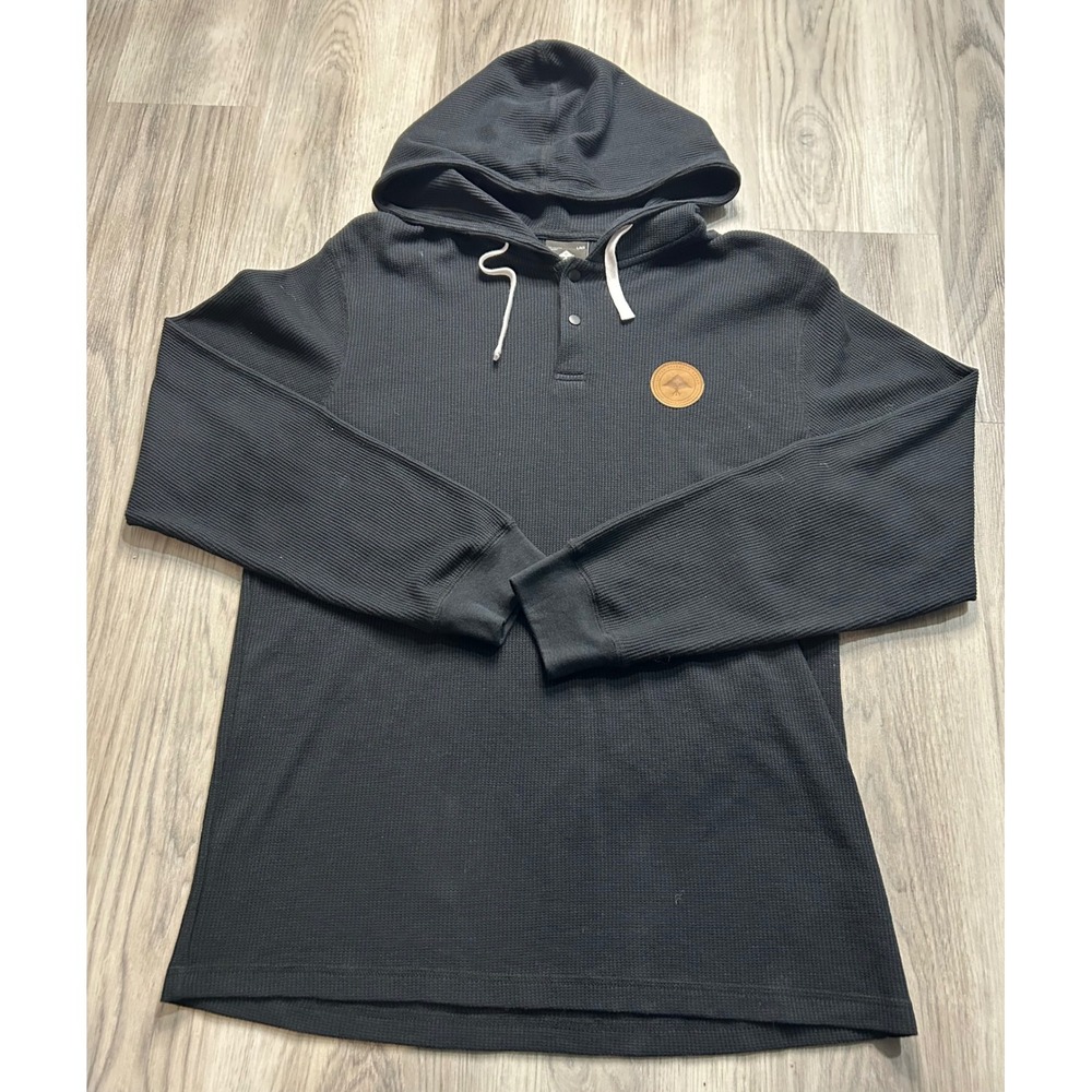 00's LRG Lifted Research Group Black Thermal‎ Henley Hoodie Men's Large